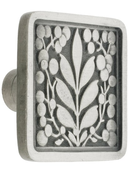 Square Mountain Ash Knob - 1 3/8 inch x 1 3/8 inch in Antique Pewter.